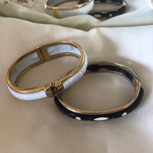 Two vintage enamel on Gold Metal Bracelets